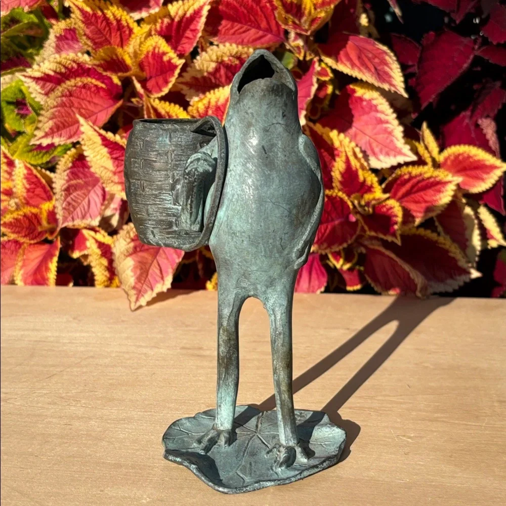 Vintage Japanese Bronze Frog Spill Holder